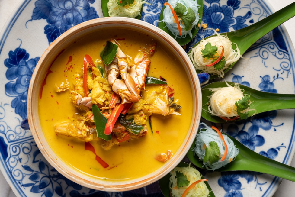 Yellow curry with crab, popular dish at the best restaurants in Phuket