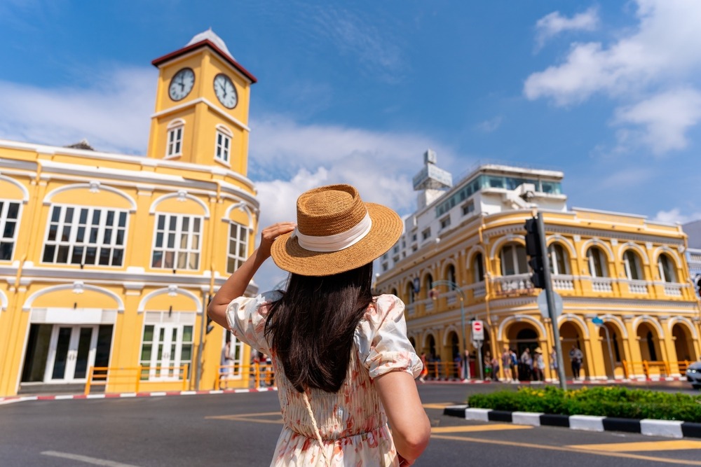 A woman exploring Old Town Phuket A woman exploring Old Town Phuket