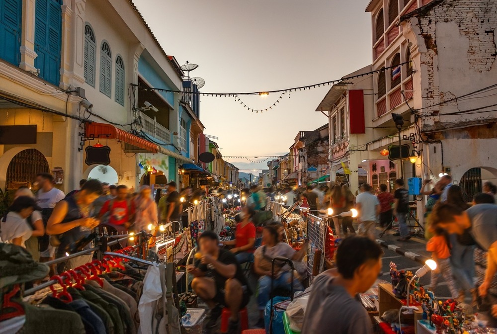 Shopping at the night market in Phuket Old Town