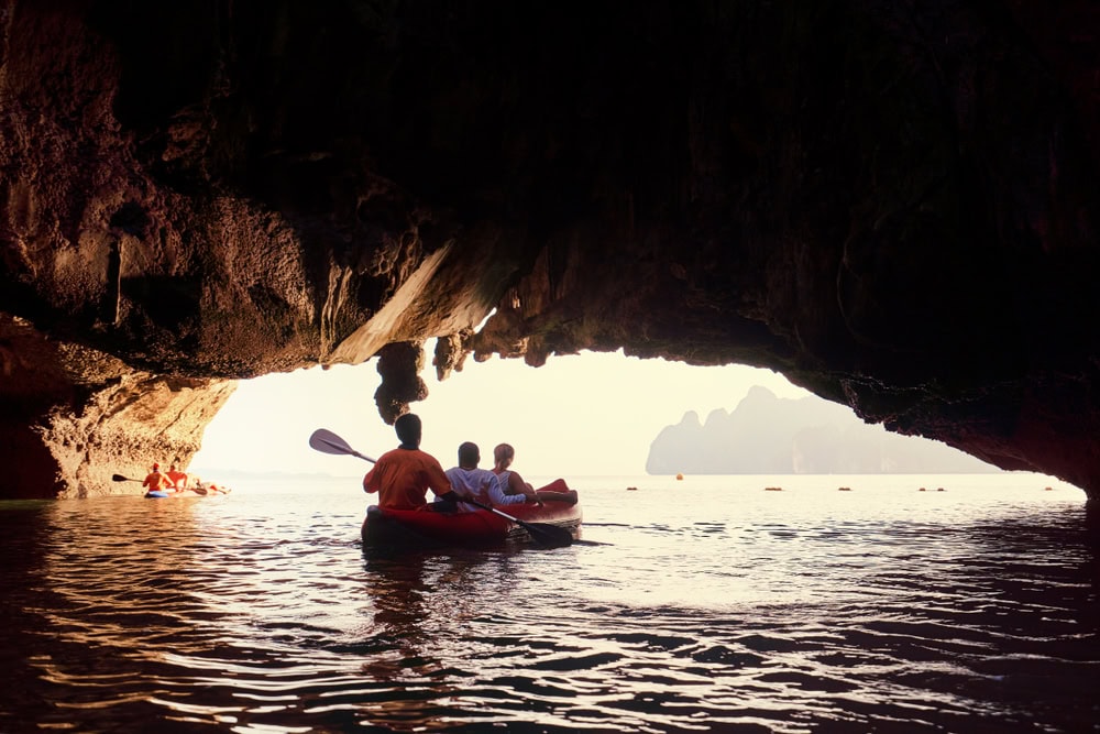 Kayakers explore the islands of Phang Nga Bay