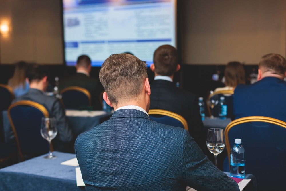 Executives attending an overseas conference