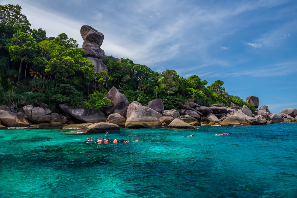 Tourists snorkeling at Similan Islands, Thailand